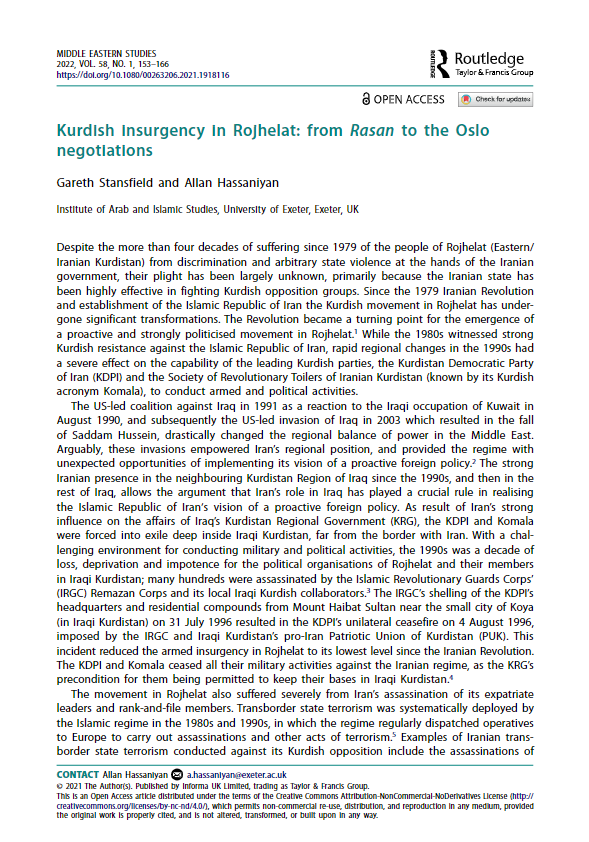 Kurdish Insurgency in Rojhelat